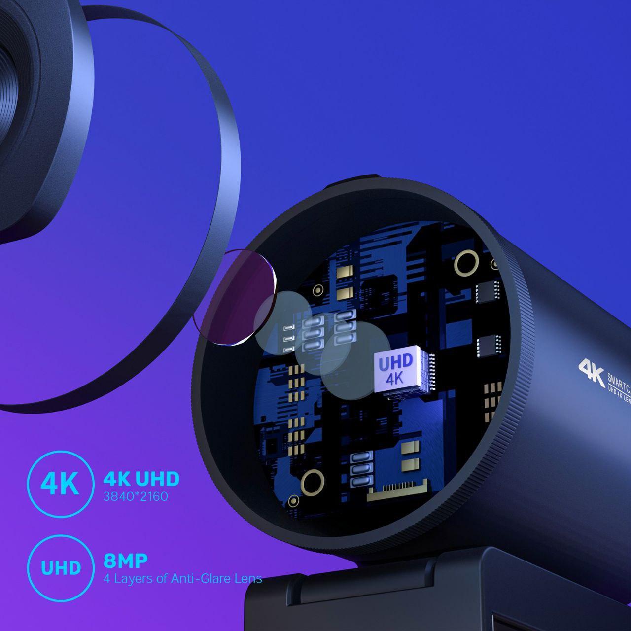 Веб-камера EMEET 4K с триподом S600 с 2 микрофонами и шумоподавлением - фото 6