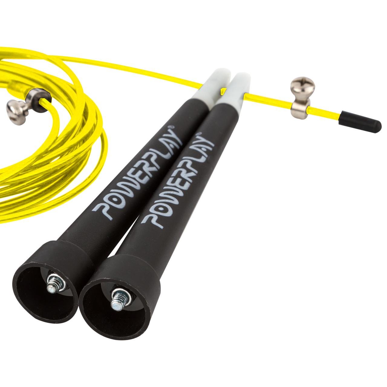 Скакалка скоростная PowerPlay 4202 Ultra Speed Rope 2,9 м Желтый - фото 3