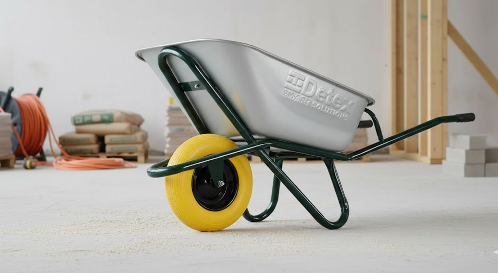 Тачка одноколесная DETEX D-1 с полиуретановым колесом 4х8 подшипник 100 л 160 кг D-1_100z6_PU408MB (98-519-2)