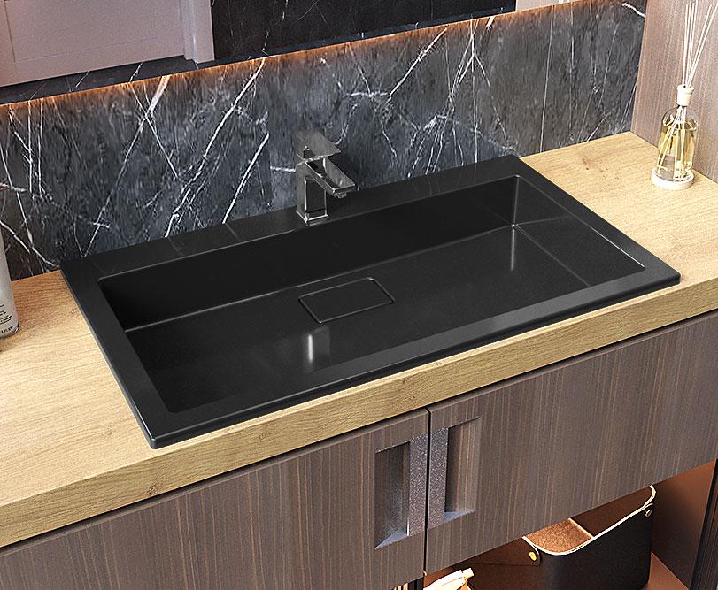 Умивальник накладний Status Aria Low 80 Black (726) - фото 1 Умивальник накладний Status Aria Low 80 Black (726) - фото 1