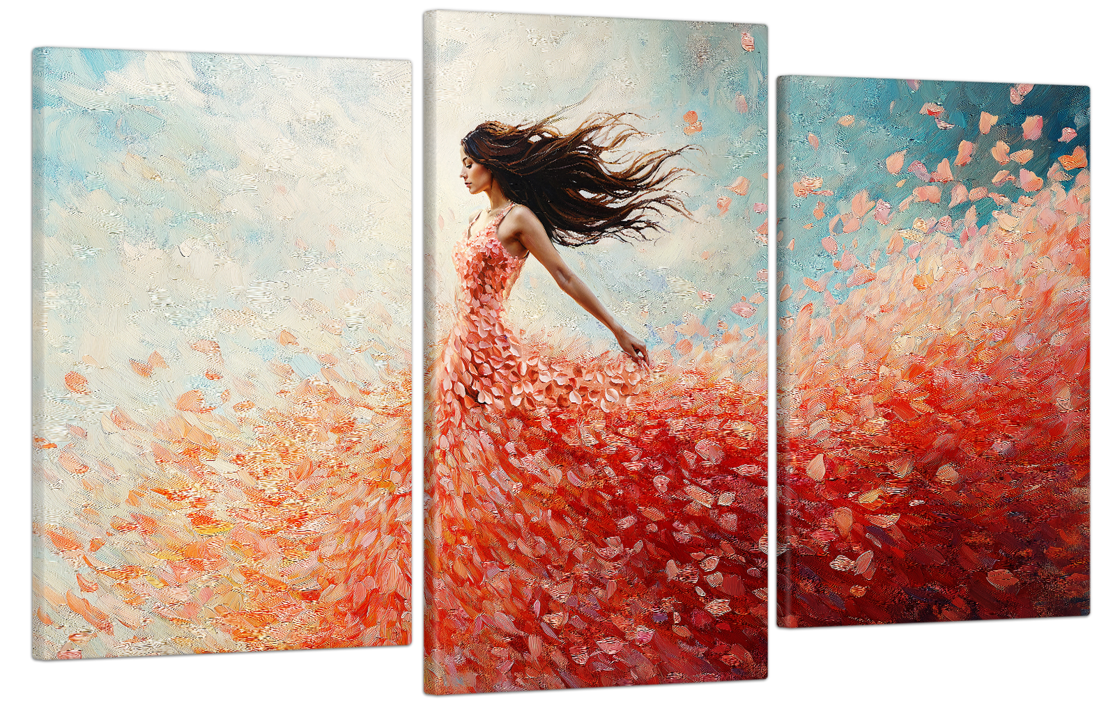 Картина на холсте МАКО танец цветных лепестков 53x100 см (MK30584)