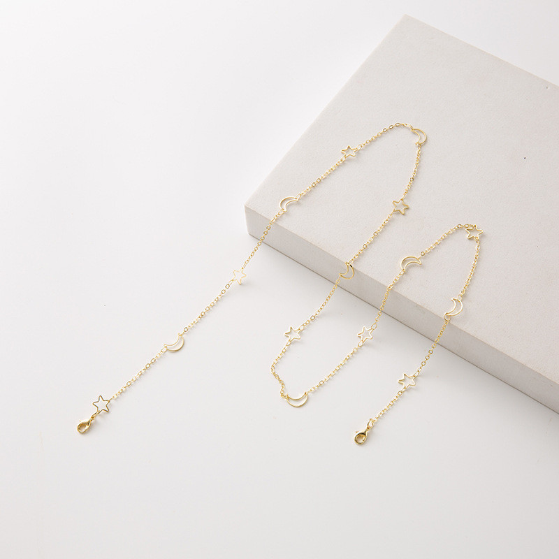 Цепочка для очков Звезды и луна 9588 75 см Светло-золотистый (4506452)