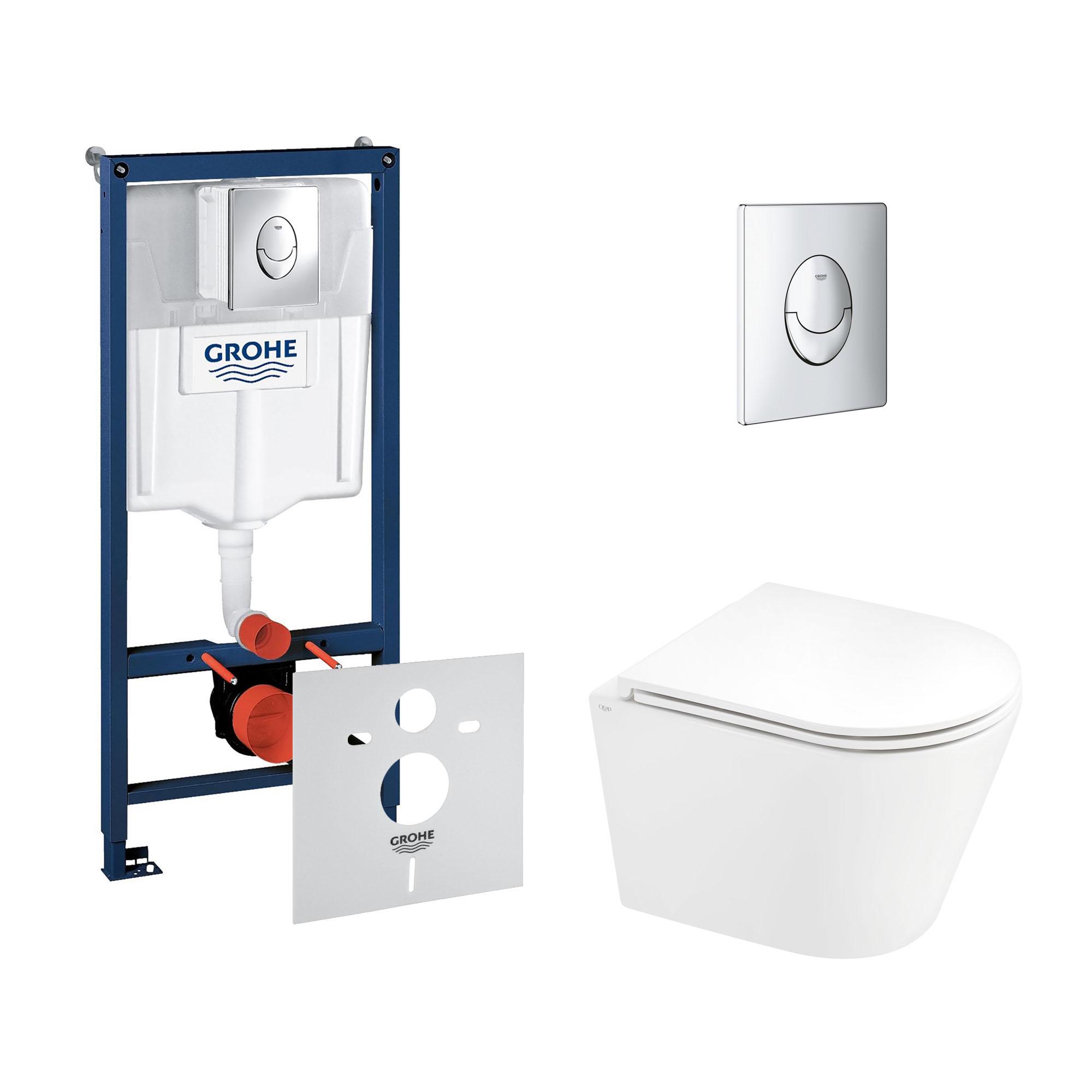 Комплект инсталляции Grohe Rapid SL 38721001QT1433053ERW с унитазом кнопка Хром (116281)
