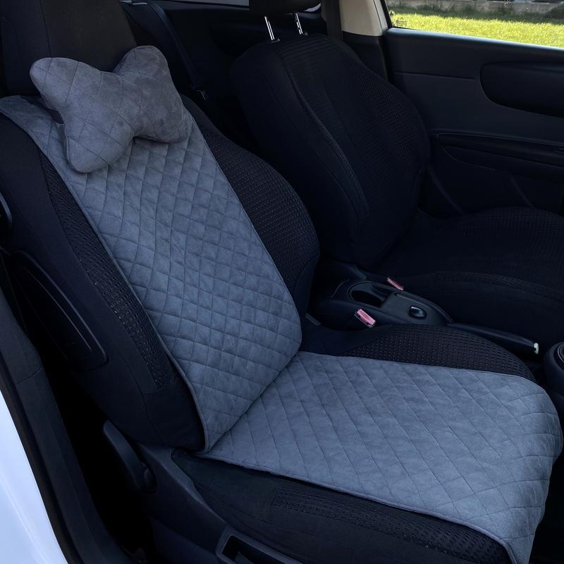 Накидка на сиденье автомобиля эко-замша узкая 1 шт. Серый (785) - фото 4