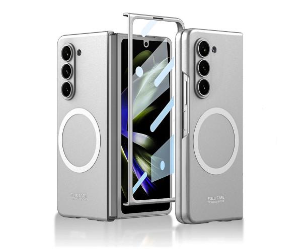 Чехол Omeve Shockproof для Samsung Galaxy Z Fold5 с поддержкой беспроводной зарядки Серебряный
