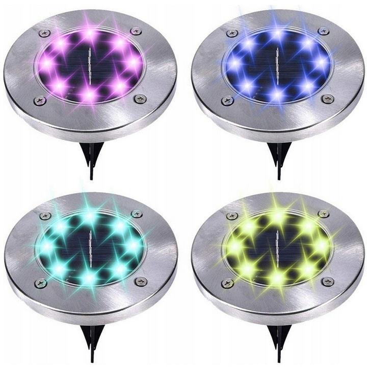 Лампа солнечная садовая RGB в землю Super LED 4 шт. (10487)