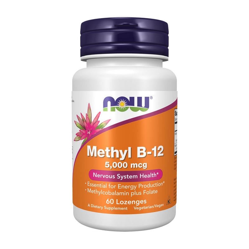 Витамин B12 метилкобаламин с метилфолатом NOW Methyl B-12 5000 mcg 60 паст.