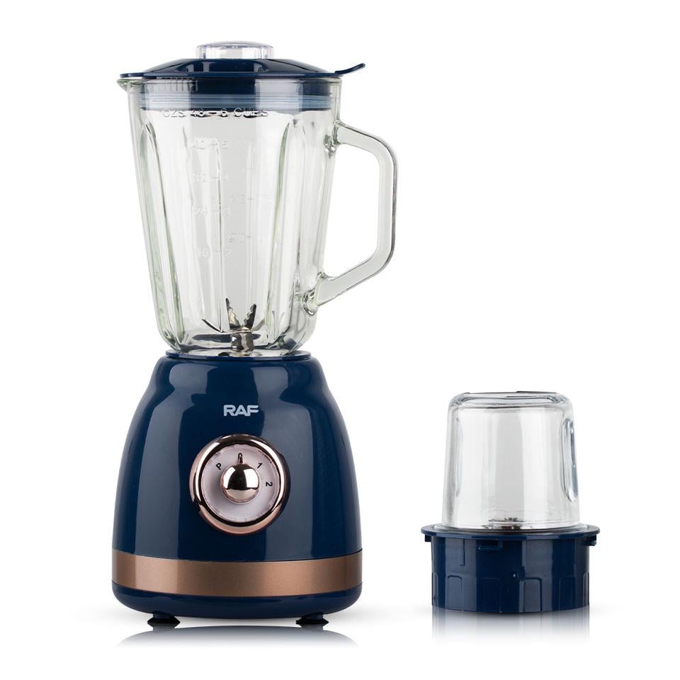 Блендер подрібнювач RAF R.2827L з кавомолкою та скляною чашею 1000 Вт Синій