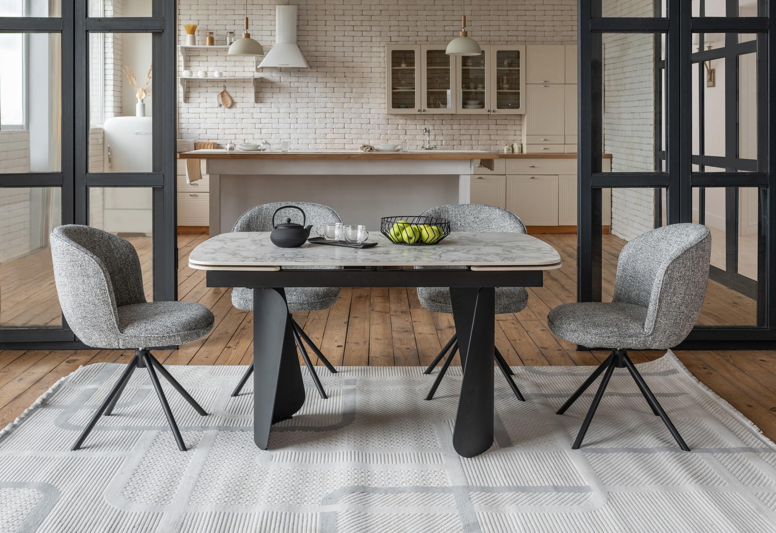Обідній стіл розсувний Vetro Mebel Нардо 1400/2000х900x760 мм Клауді грей/Чорний TМL-1270) - фото 6