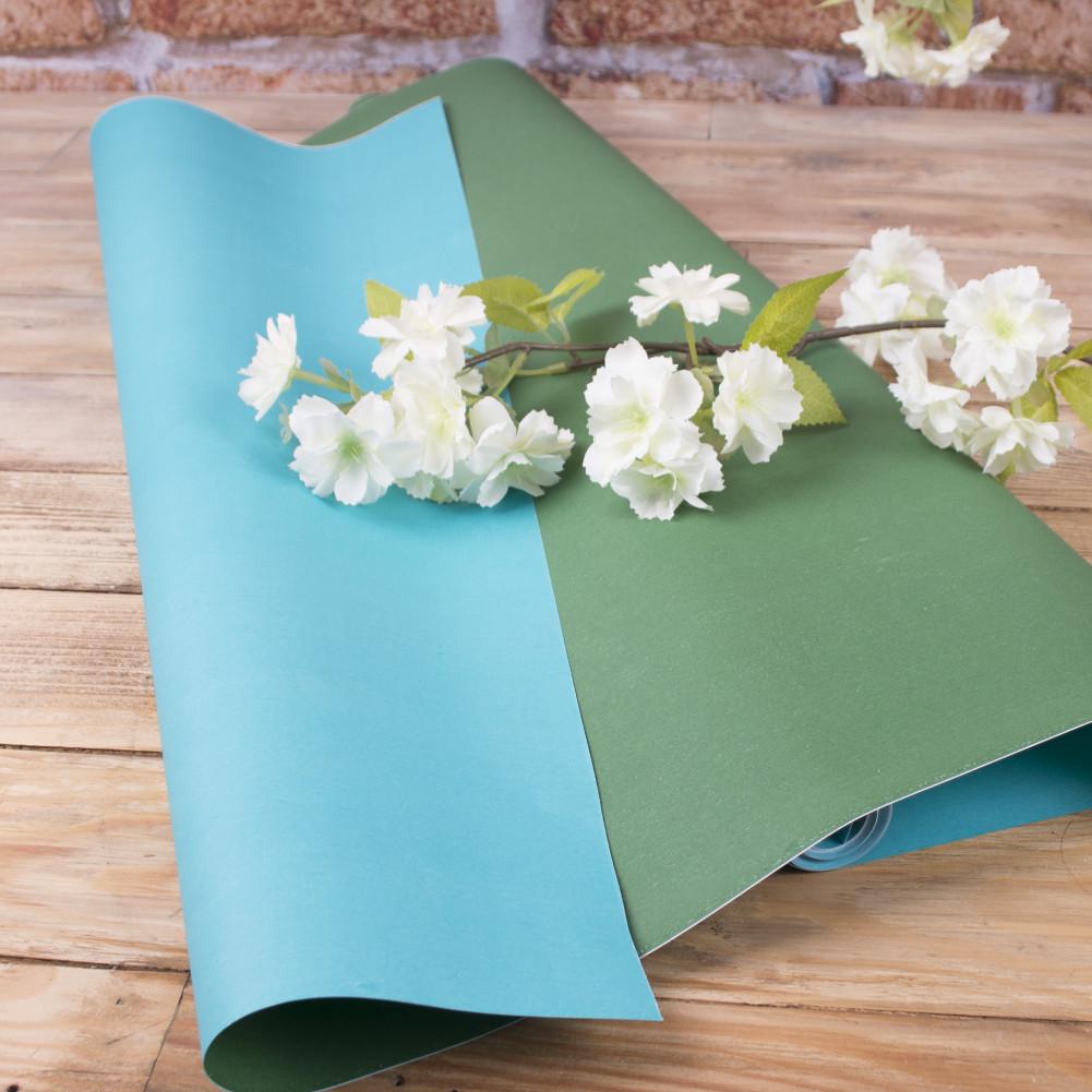 Бумага флористическая двусторонняя Лазурный/Зеленый (215-15)