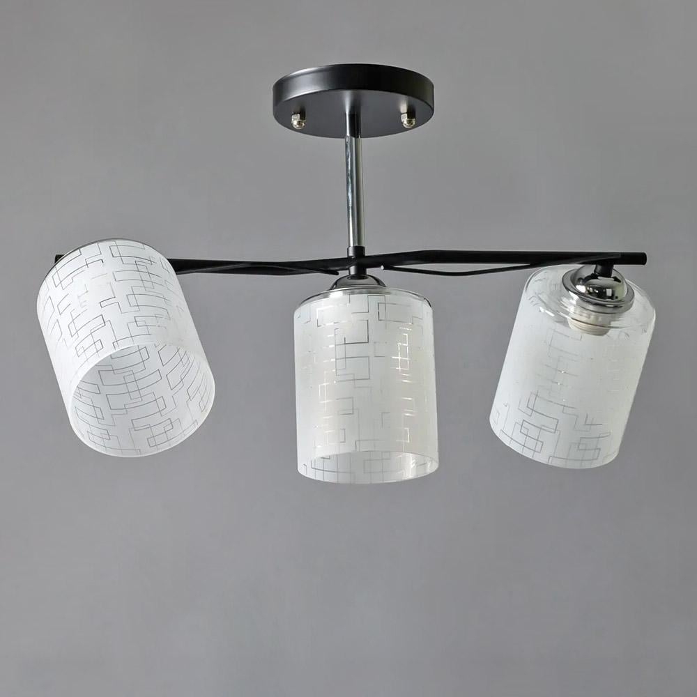 Люстра потолочная Light House SW-19342/3A CR/BK с узором 460х250х270 мм Черный/Хром/Белый