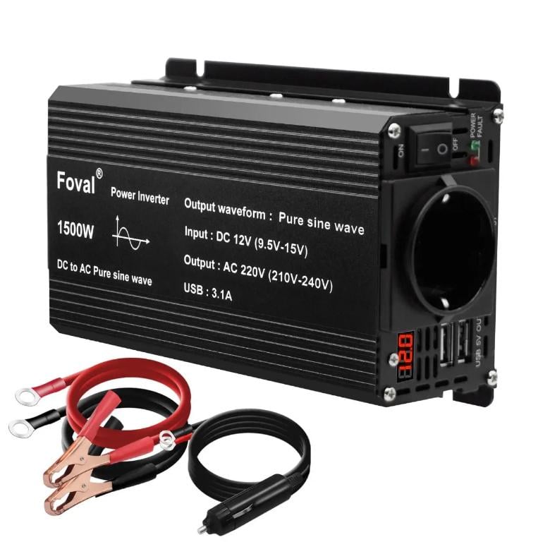 Інвертор FOVAL 1500W з 12 В в 220 В чистий синус