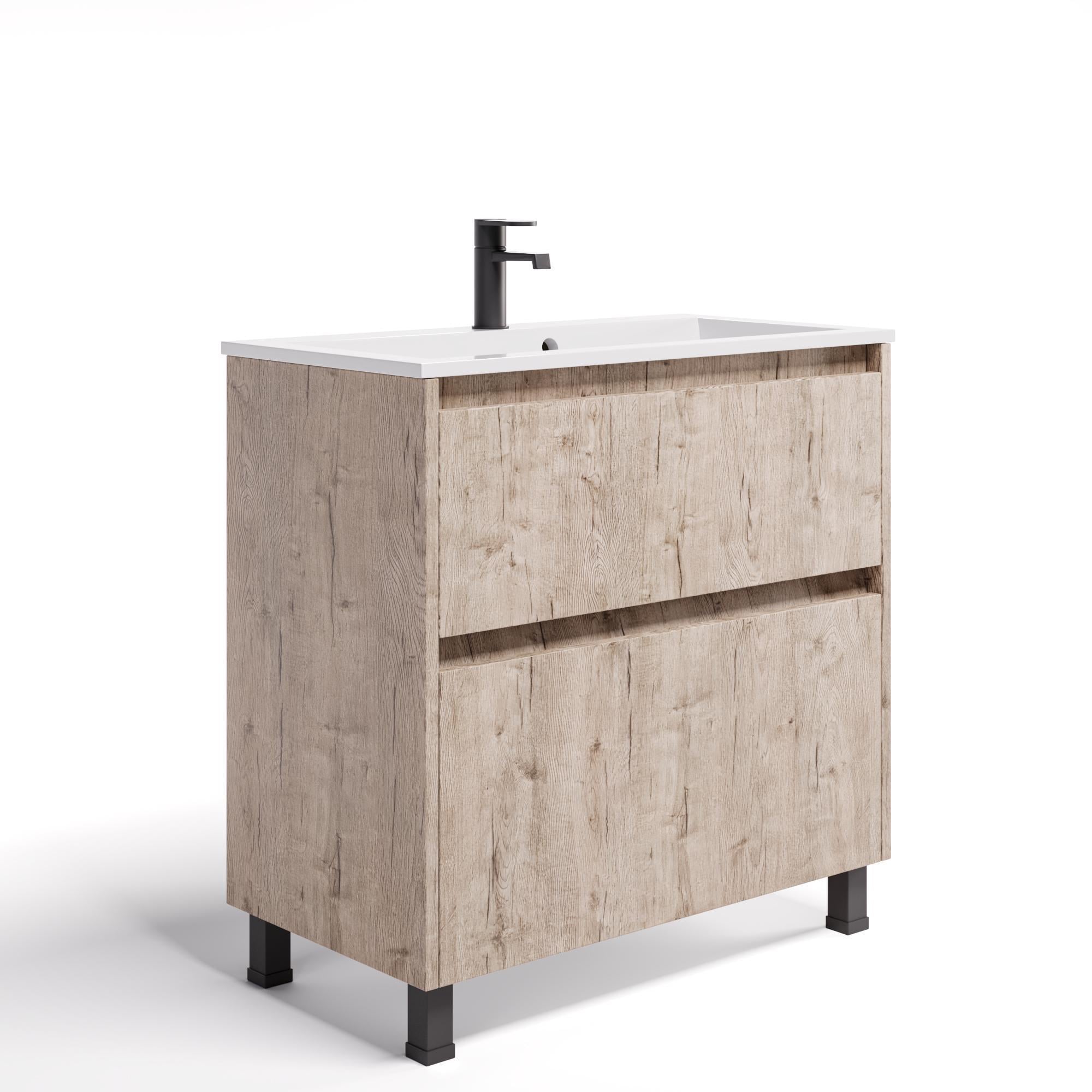 Тумба в ванную Респект-М Модерн ТН2-85 з умивальником Streng RM000280 Дуб шервуд