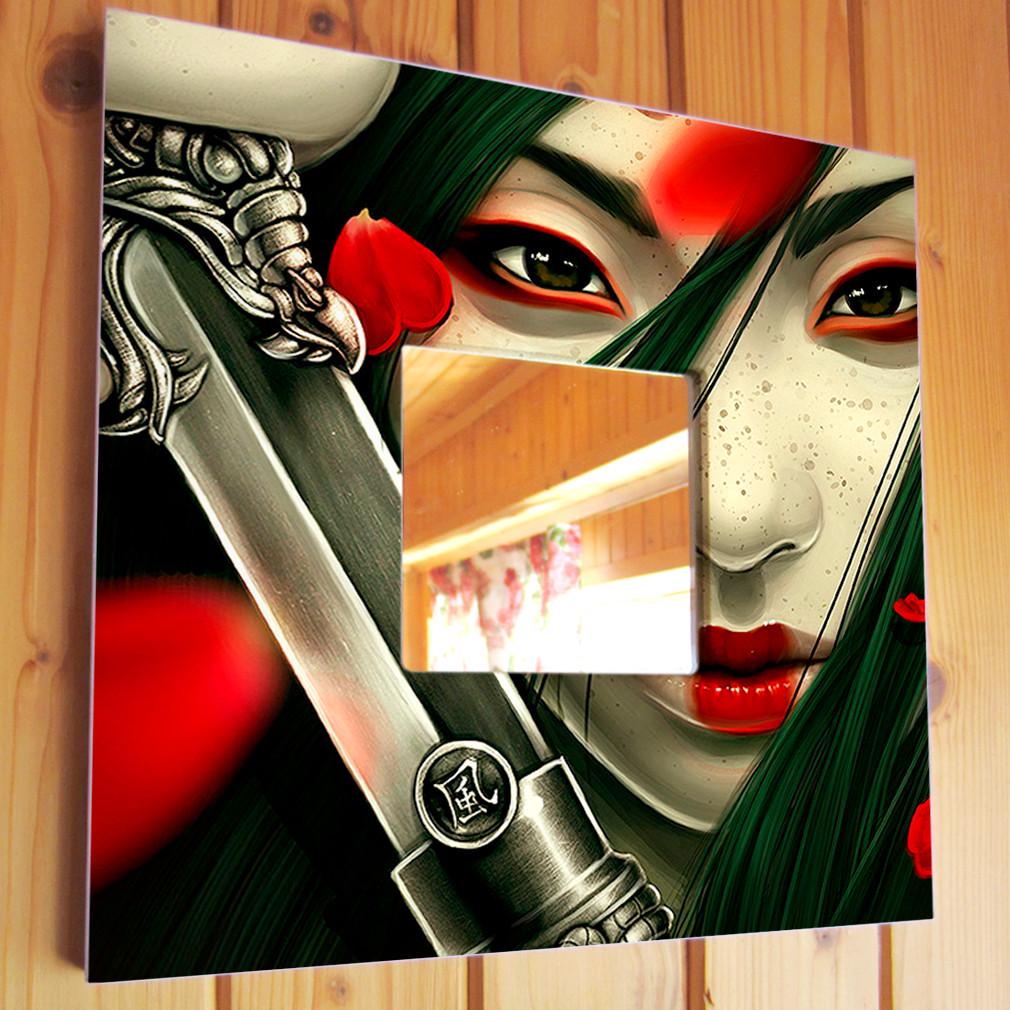 Зеркало декоративное Девушка Гейша 260х260 мм (M03613) Зеркало декоративное Девушка Гейша 260х260 мм (M03613)