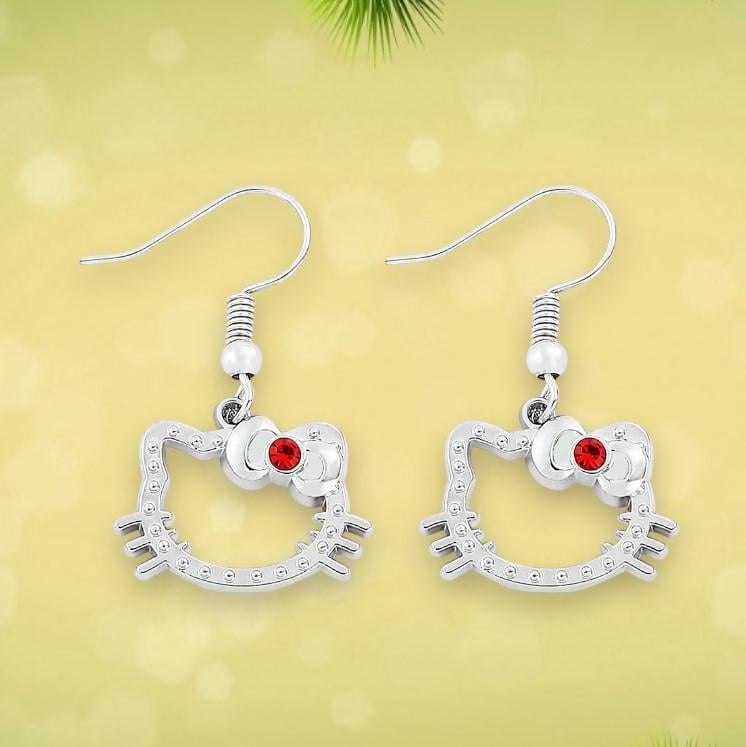 Серьги женские Hello Kitty с красным бантиком 3,3 см (35473539)
