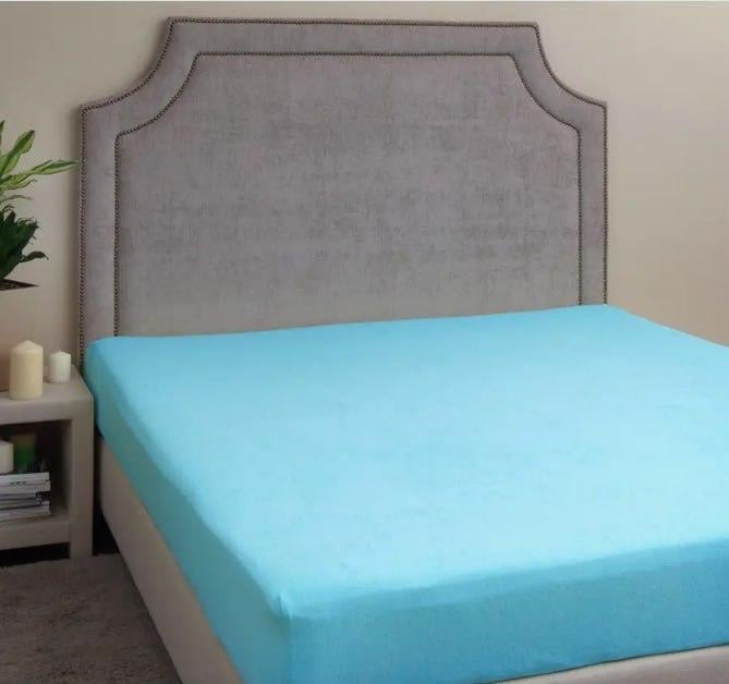 Простынь махровая с 2 наволочками евро 200х230 см Голубой (2226779709)