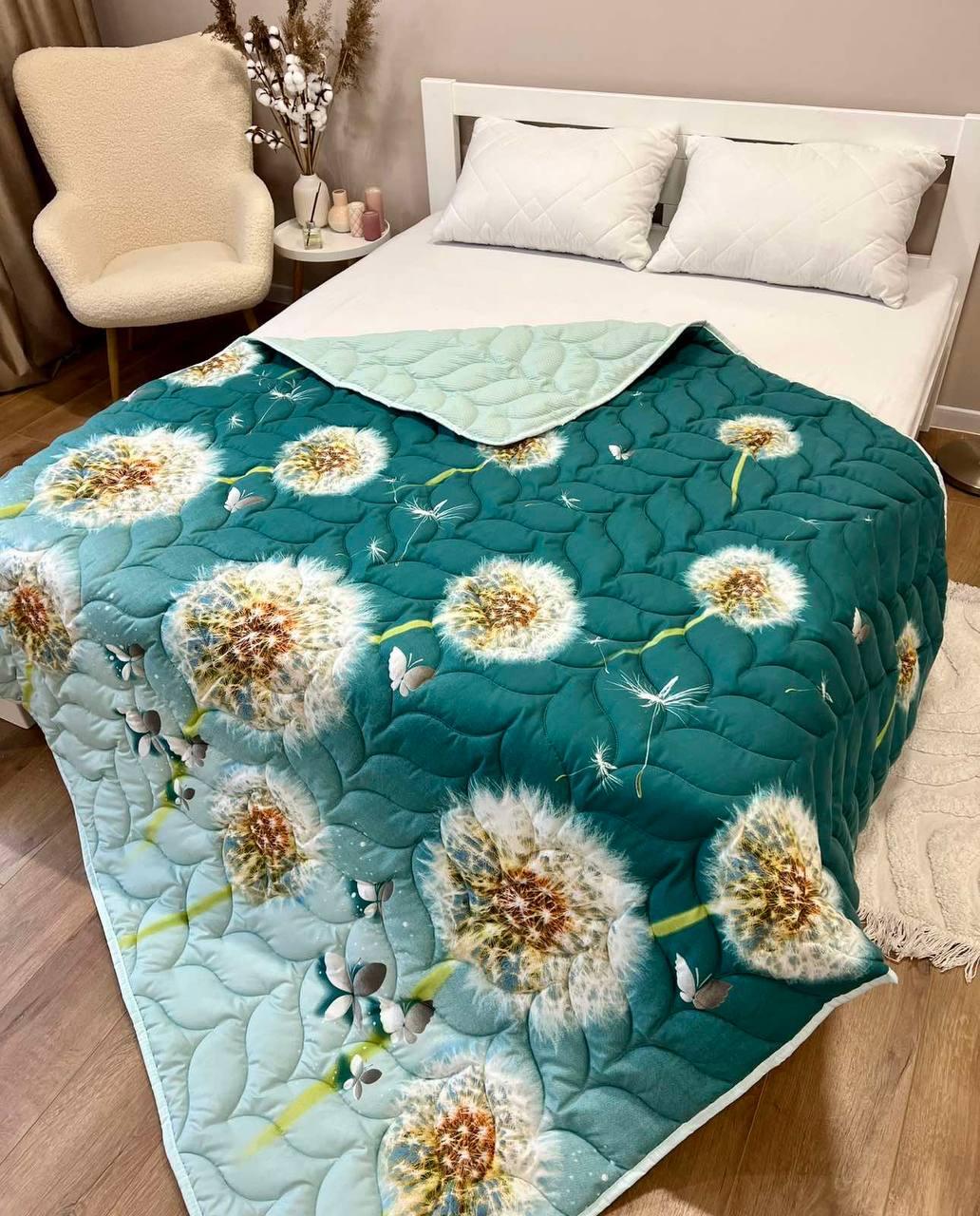 Покрывало сатин Двухспальный 175х210 см Зеленый (Д-al-lito-satkovdra25-4-02)