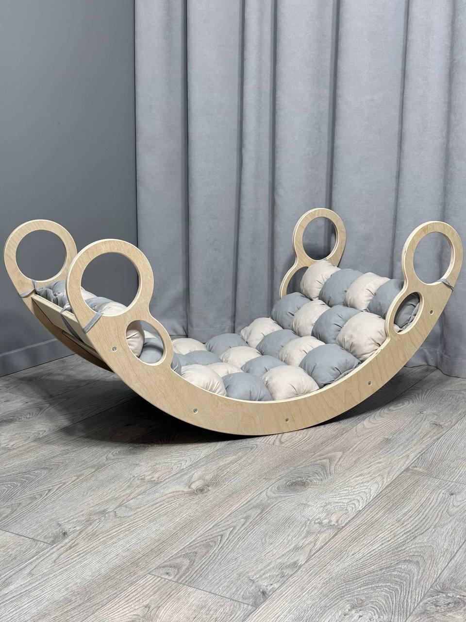 Детская кроватка качалка-балансир 11 с матрасиком бонбон