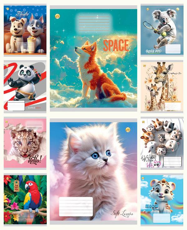 Зошити учнівські Тетрада Мікс 4 в клітинку тверда палітурка 12 арк. 25 шт. (MTT-199144)