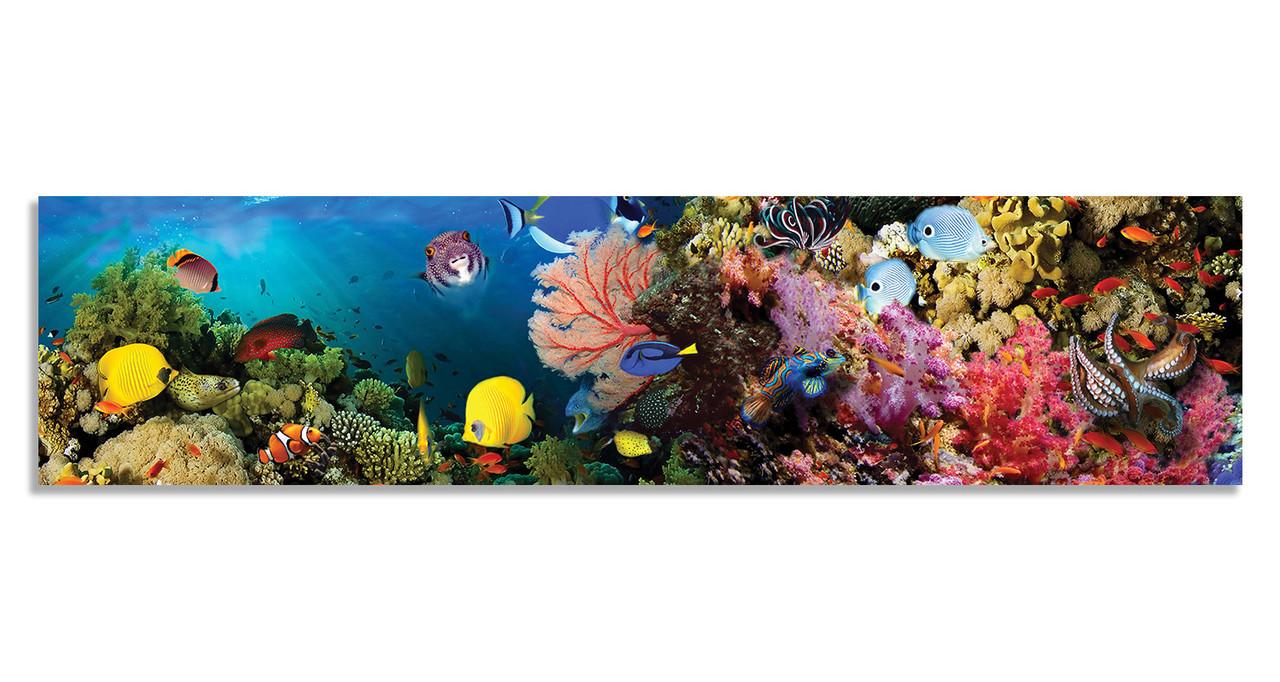 Кухонный фартук Аквариум из самоклеющейся виниловой пленки 60х250 см Синий