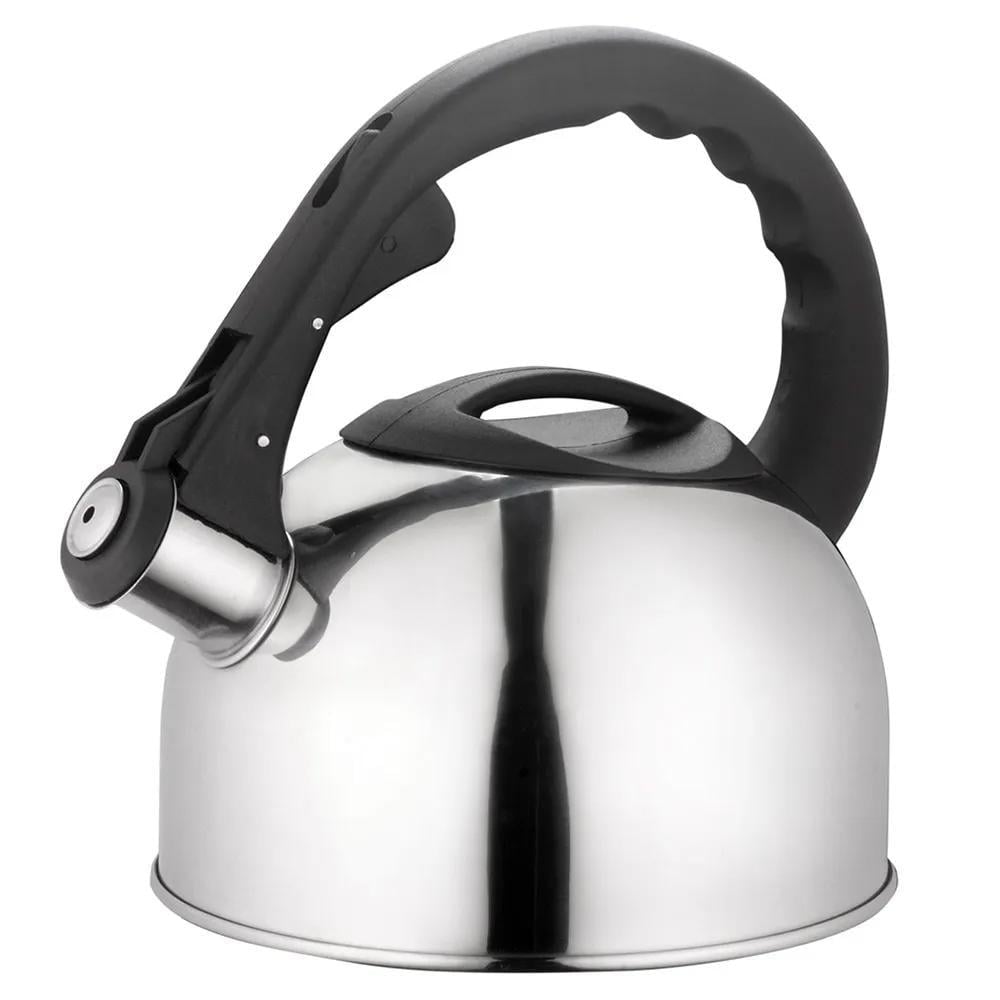 Чайник VESTA 2,5 л со свистком Черный/Нержавеющая сталь (BG-07)