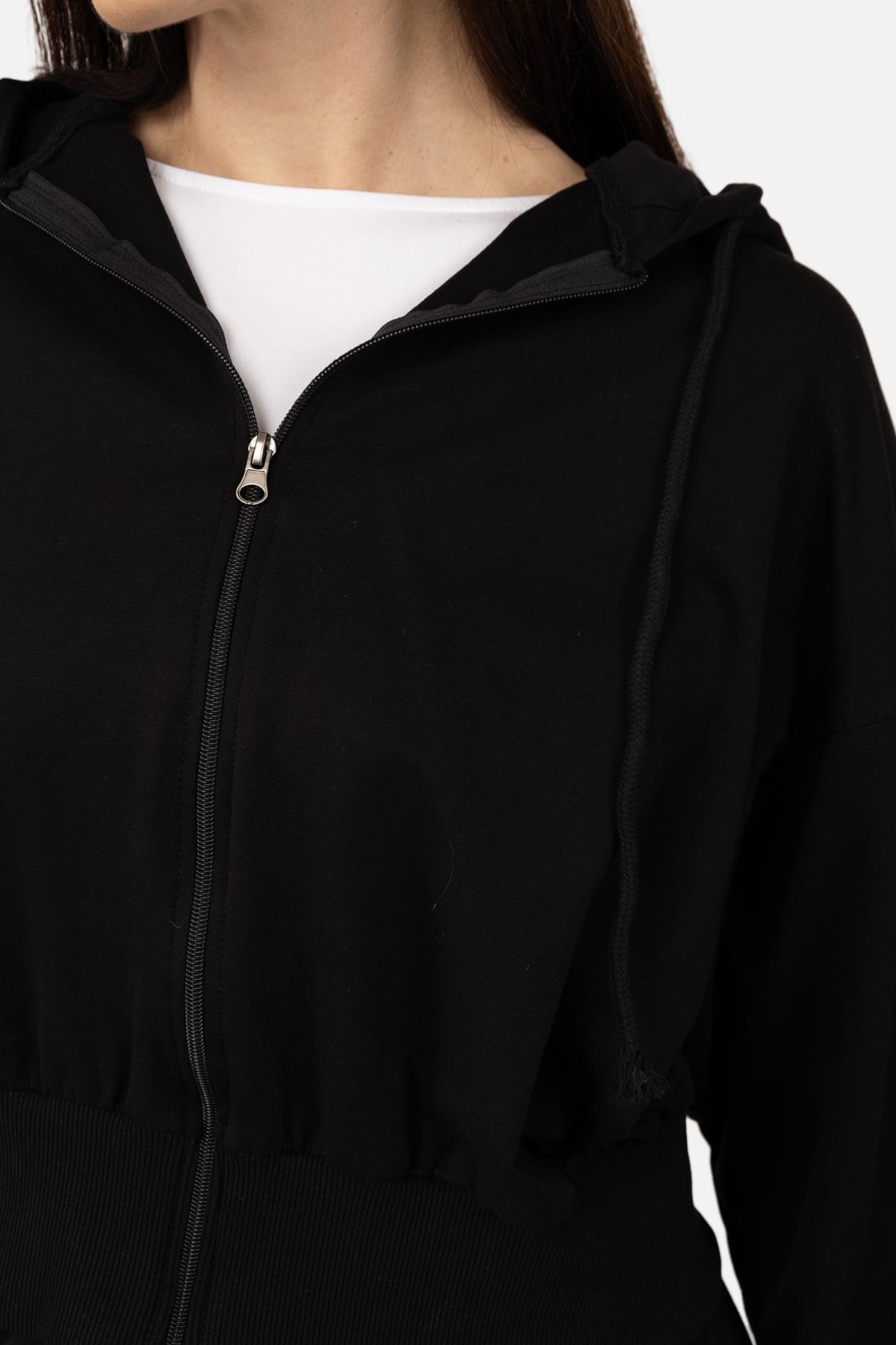 Толстовка жіноча на блискавці ЦБ-00266277 р. 44 Чорний (SKT001035561) - фото 4 Толстовка жіноча на блискавці ЦБ-00266277 р. 44 Чорний (SKT001035561) - фото 4
