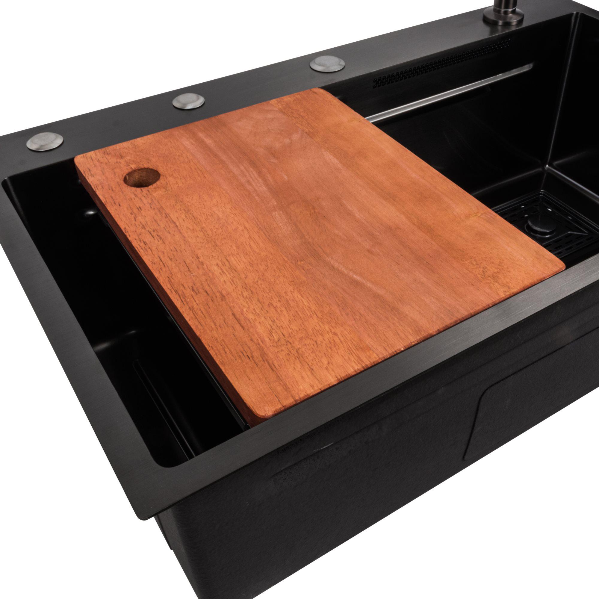 Мийка кухонна Platinum Handmade Водоспад 75х45A PVD Чорний - фото 3 Мийка кухонна Platinum Handmade Водоспад 75х45A PVD Чорний - фото 3