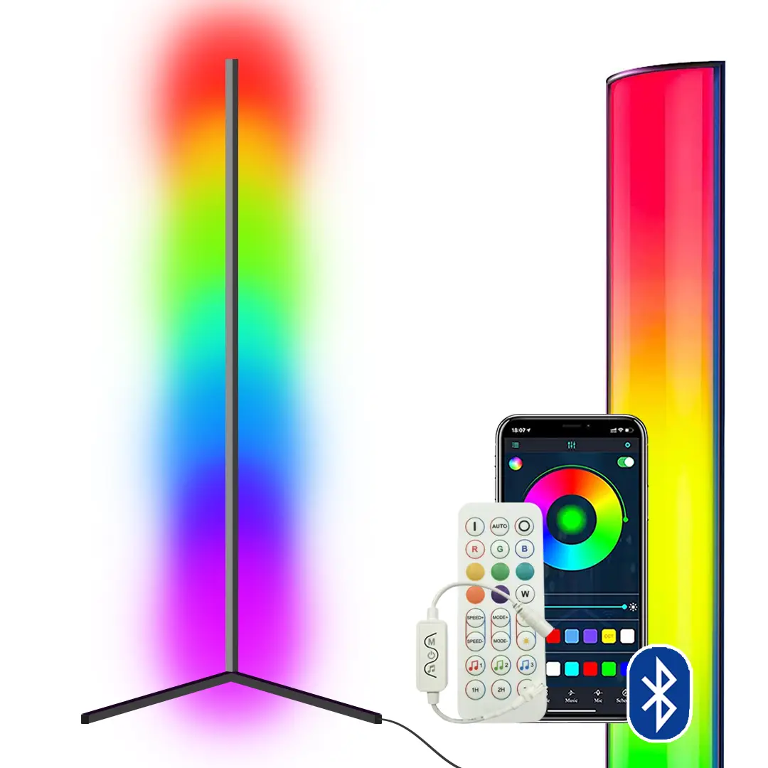 Торшер кутовий RGB пульт та Bluetooth 50 см Чорний (14046636) - фото 4