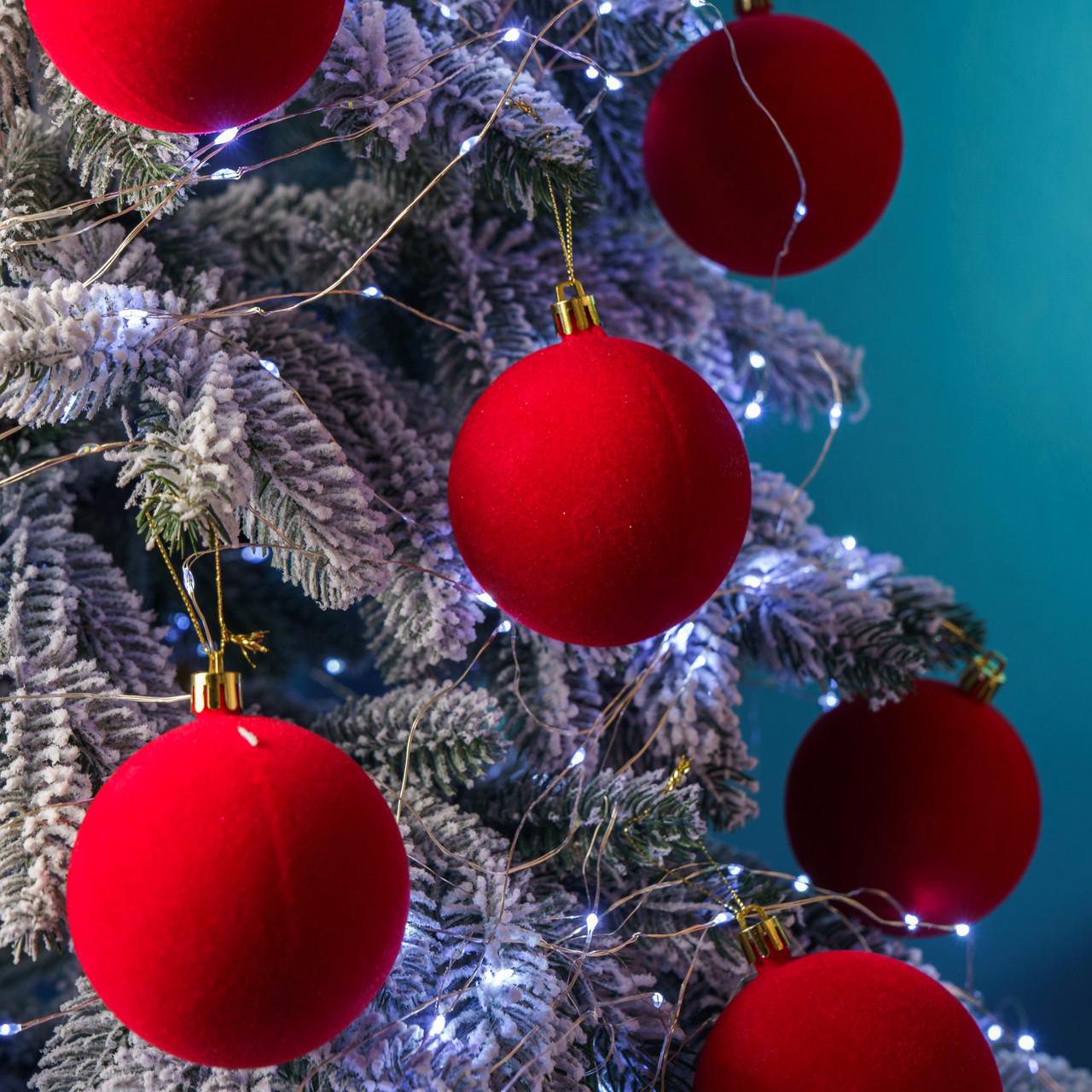 Набор новогодних шаров Бархат D-8 см 18 шт. Красный - фото 3 Набор новогодних шаров Бархат D-8 см 18 шт. Красный - фото 3