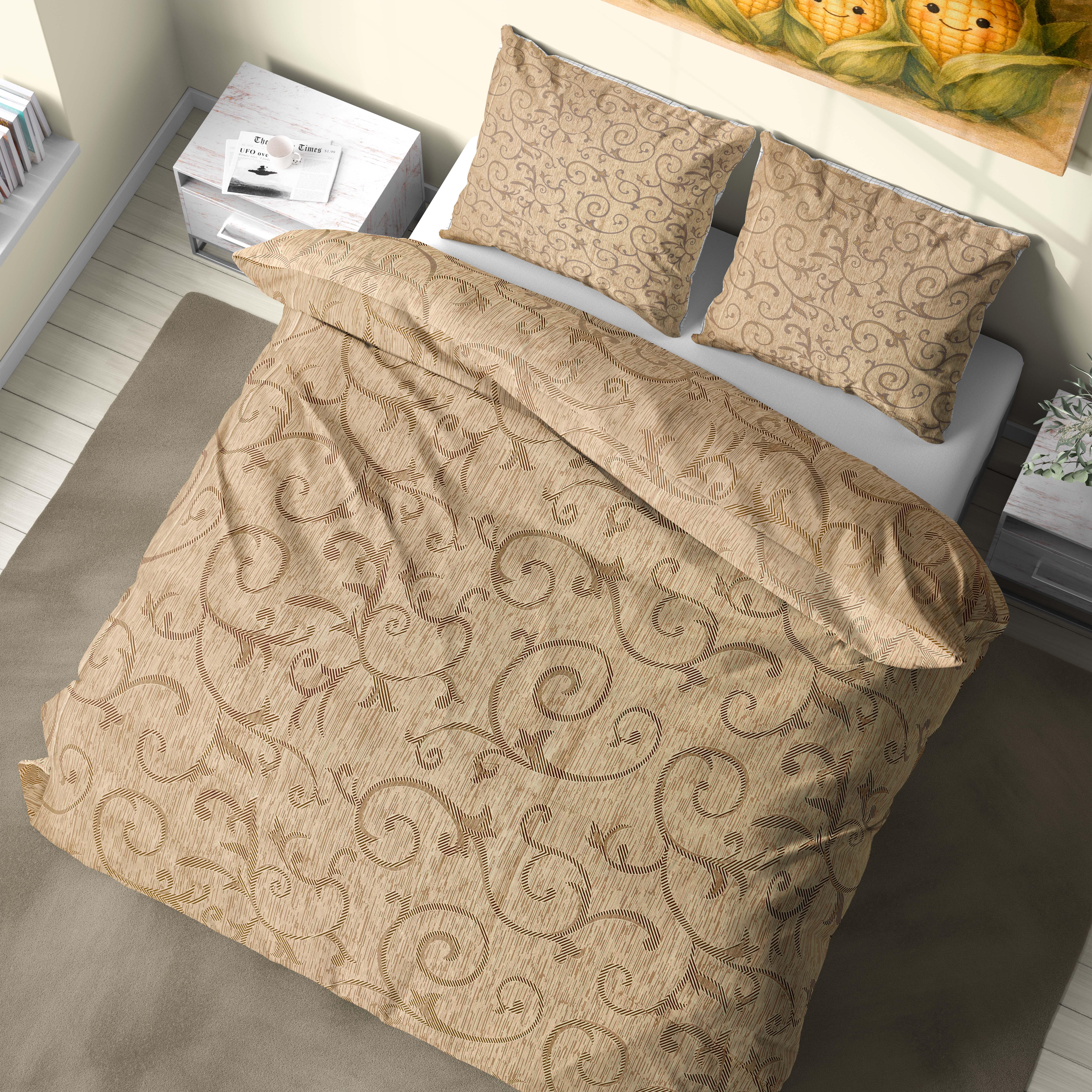 Комплект постільної білизни Вензель бязь підковдра 150х220 см та дві наволочки 70х70 см Бежевий (G-2702beige/px150)