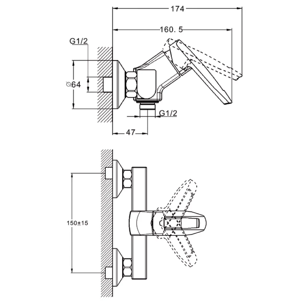 Смеситель для душа Wezer NOF5 с душевым гарнитуром Хром (NOF5) - фото 4