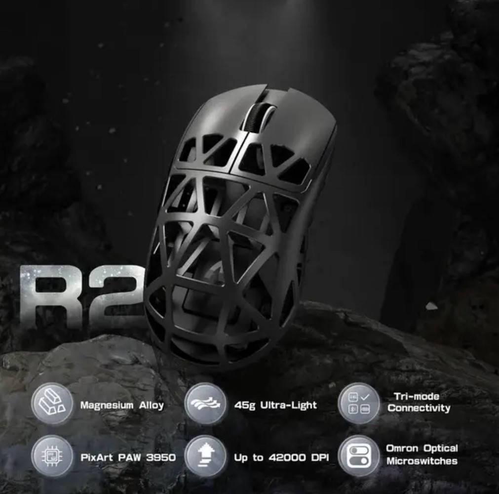 Мышка компьютерная Attack Shark R2 Magnesium 8K PAW3950 8000 Гц Black - фото 2