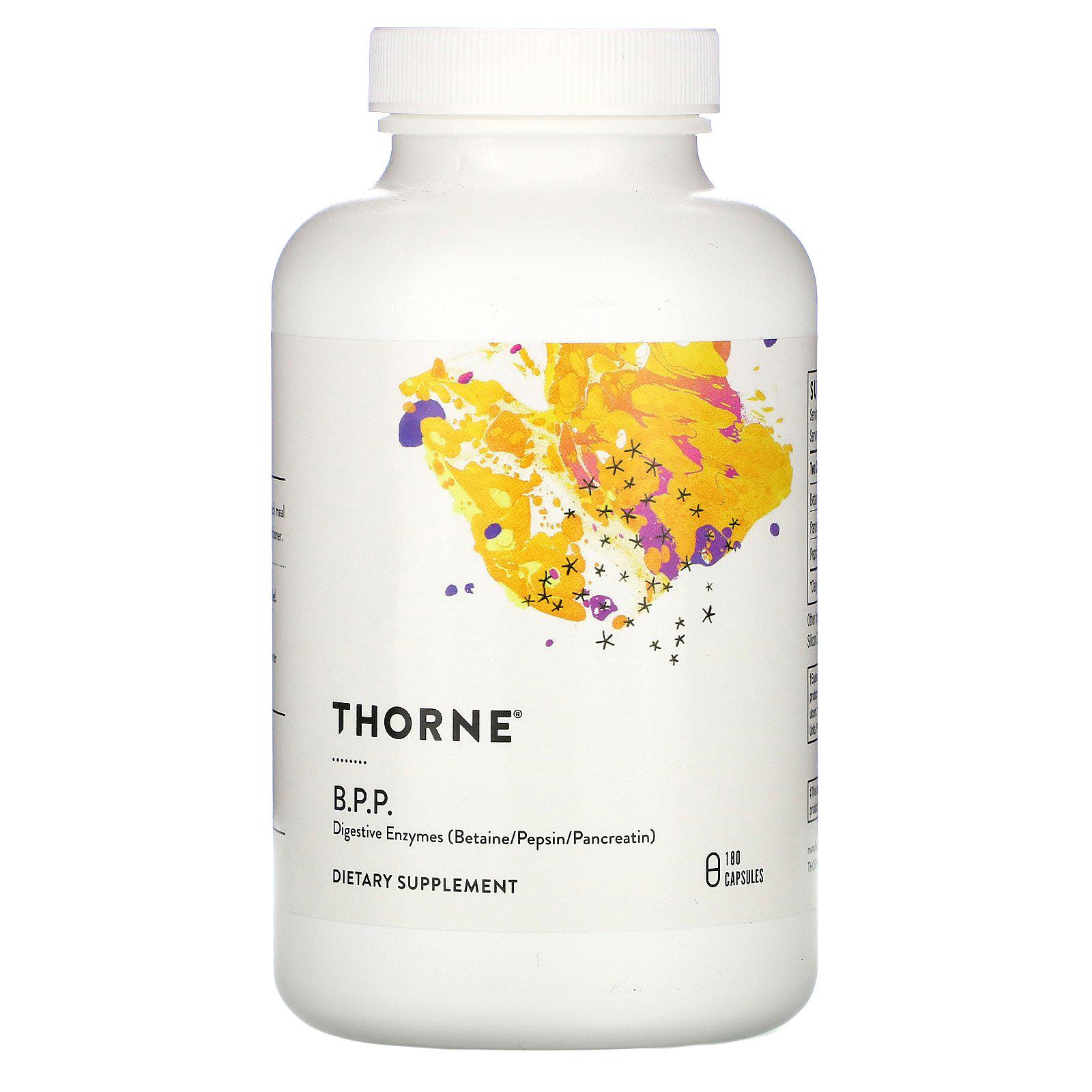 Пищеварительные ферменты Thorne Research B.P.P. Betaine/Pepsin/Pancreatin Digestive Enzymes 180 Caps (THR-41002)