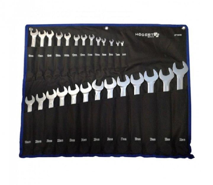 Ключи комбинированные CrV DIN 3113 HOEGERT HT1W496 набор из стали 6-32 мм 26 шт.