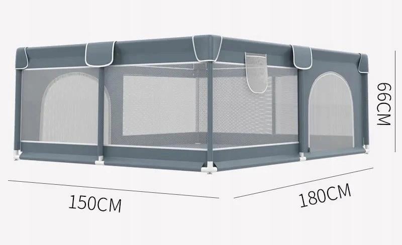 Манеж детский Bergens с сумкой и шариками 10 шт. 180х150 см Серый (28614094) - фото 3
