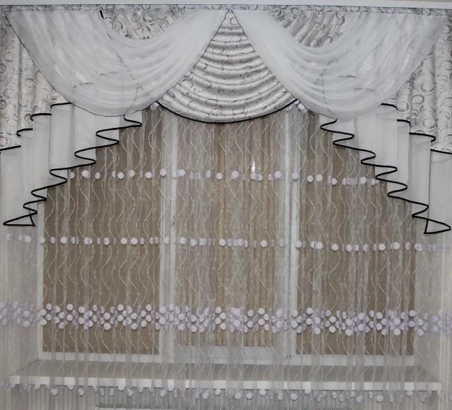 Ламбрекен на карниз в гостиную/спальню шифон 2 м Серый (312)