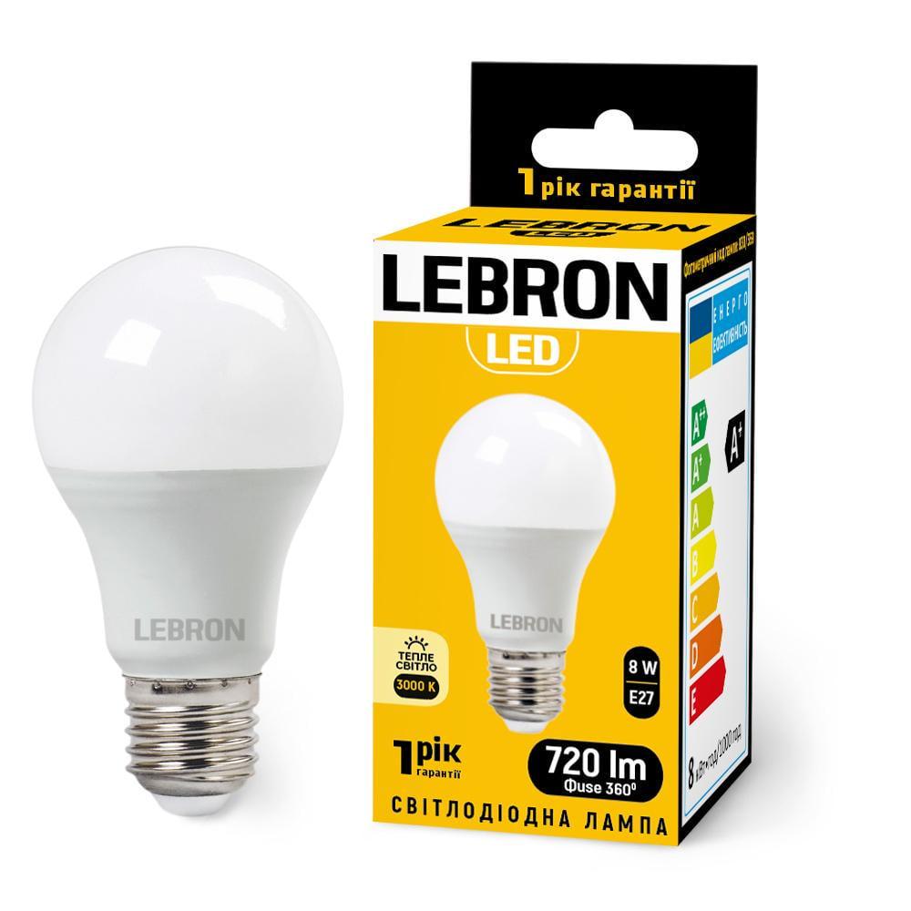 LED-лампа Lebron L-A60 8W Е27 3000K 720 Lm (28688939)