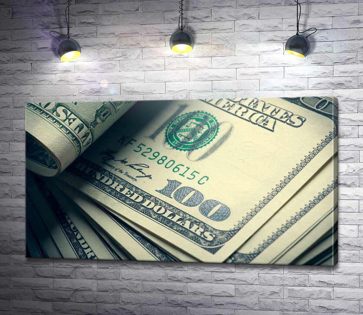 Картина ArtPoster Пачка стодолларовых купюр 130x73 см Модуль №1 (004475)