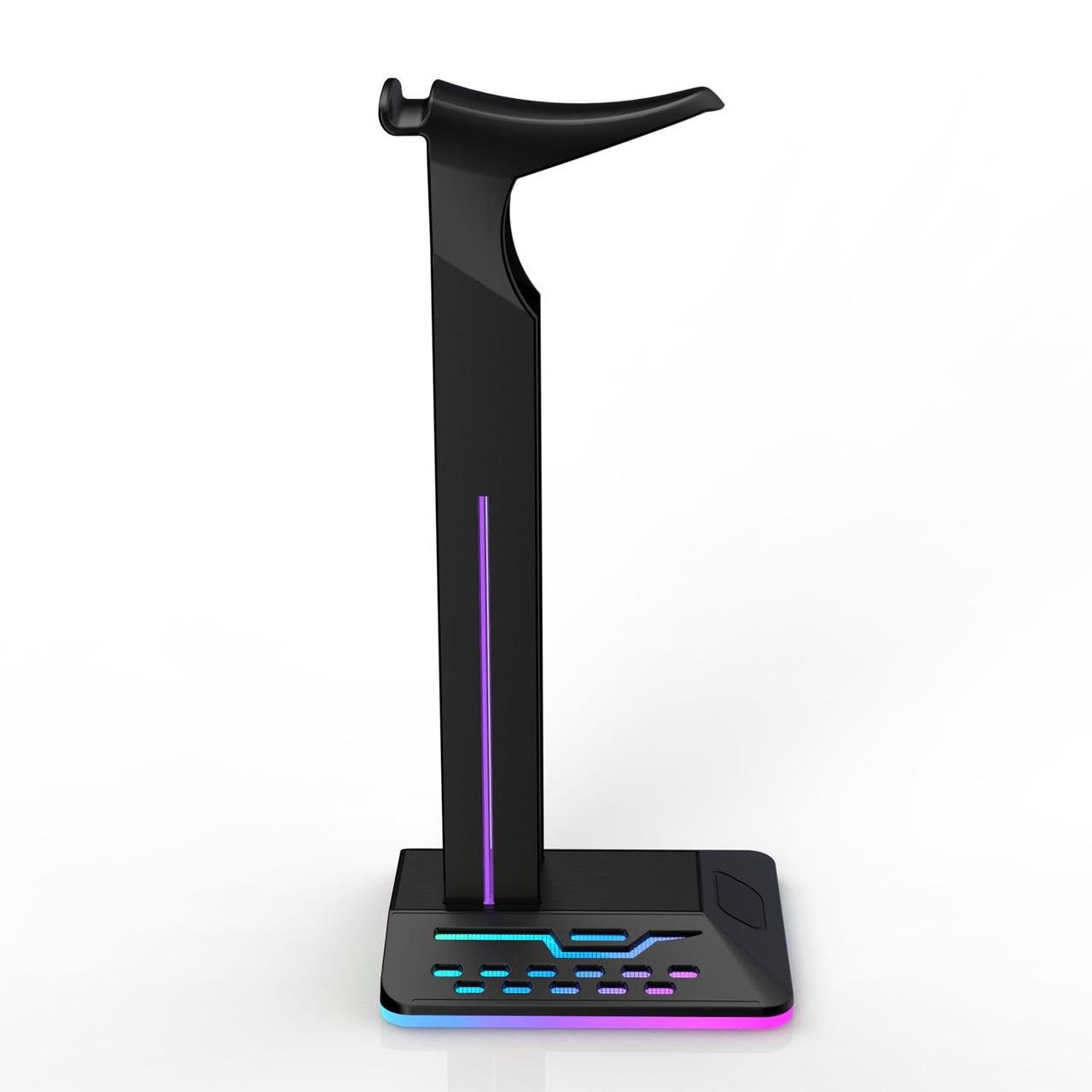 Підставка для геймерських навушників Headphone Stand RGB з подвійним USB-хабом Чорний (1878534307) - фото 3