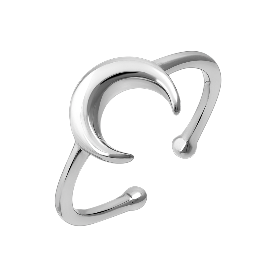 Кольцо серебряное Полумесяц фаланговый без камней р. 18