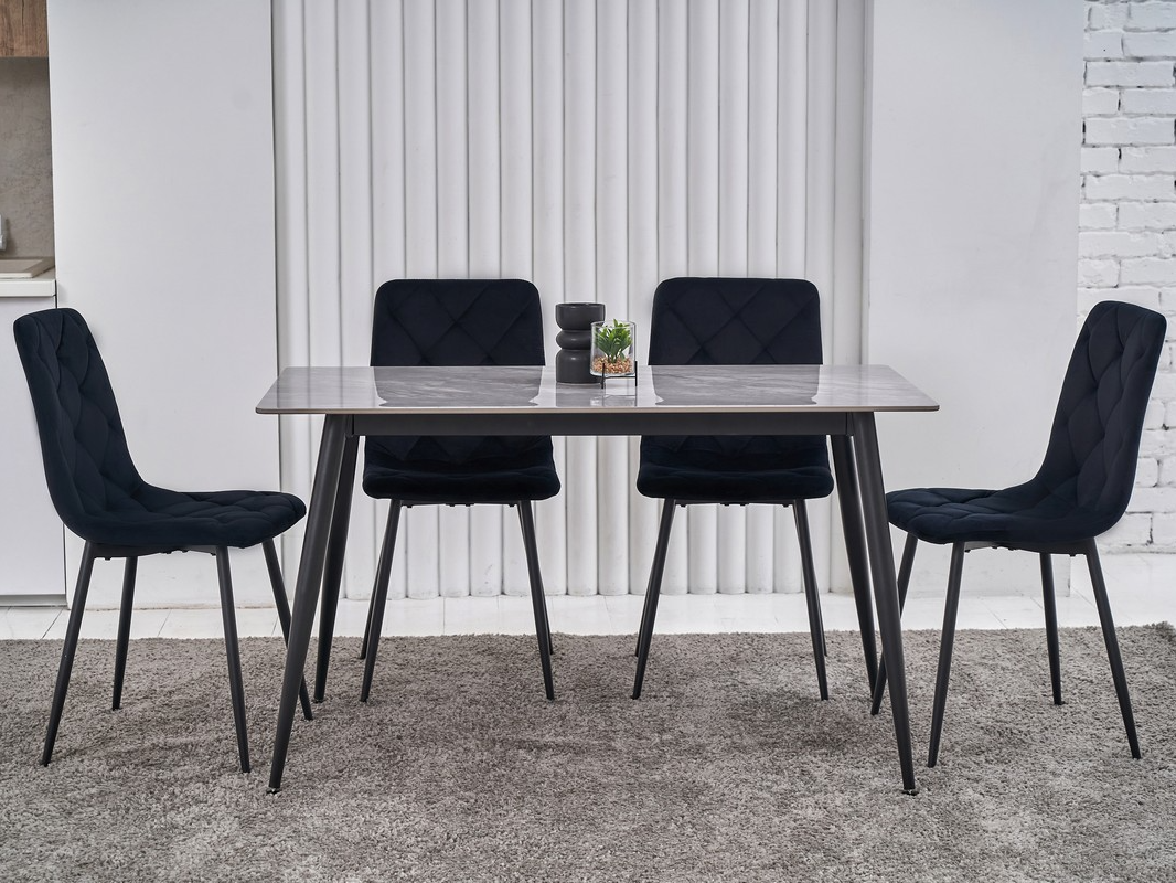 Стол обеденный керамический Ветро 1300х700х750 мм Ребекка грей/Черный (TМ-100) - фото 3 Стол обеденный керамический Ветро 1300х700х750 мм Ребекка грей/Черный (TМ-100) - фото 3