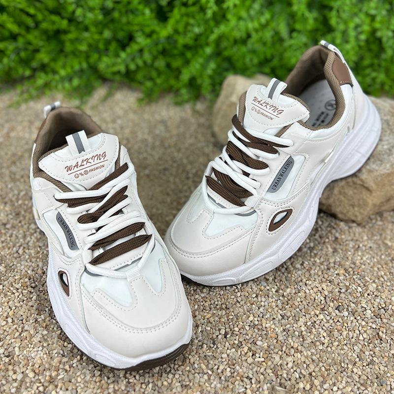 Кросівки жіночі екошкіра Е-006078-3 p. 37 23,5 см Білий/Коричневий