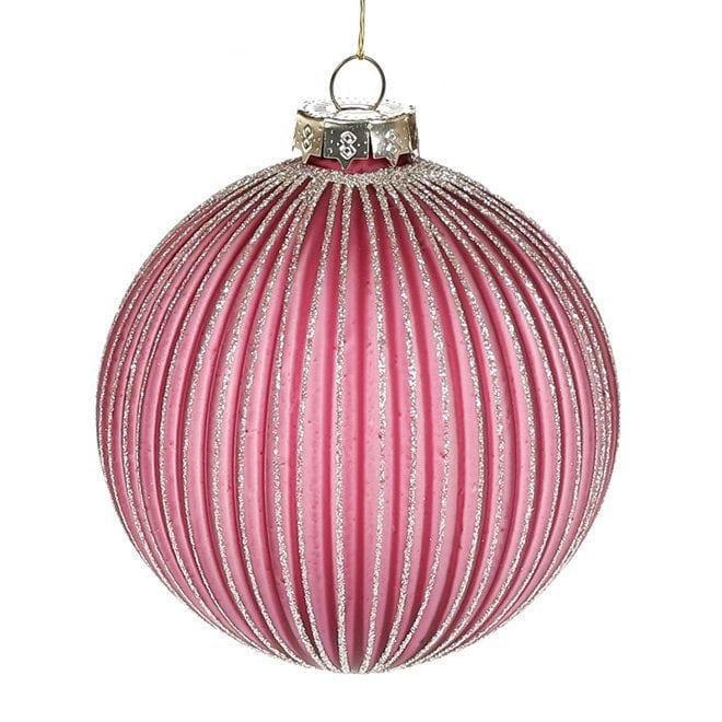 Набор елочных шаров стеклянных 10 см 4 шт. Розовый (12598)