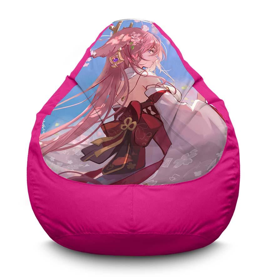 Кресло-мешок iPuff Yae Miko with sakura Genshin Impact оксфорд XXL 90х125 см Розовый (116891-1)