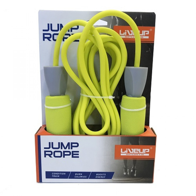 Скакалка PVC FOAM HANDLE JUMP ROPE 275x0,6 см Желтый (LS3118) - фото 2