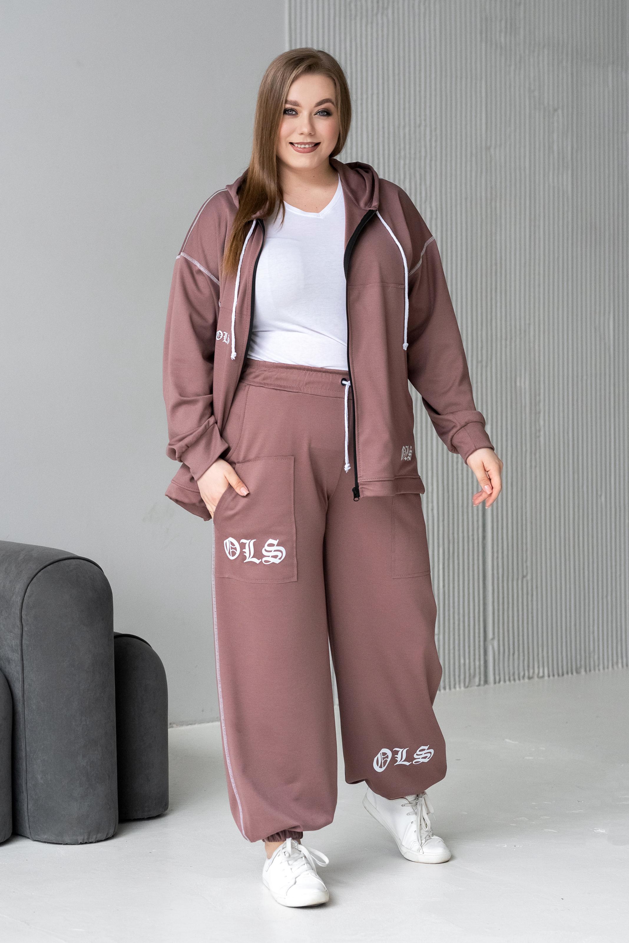 Спортивный костюм женский Милена р. 54 Коричневый (2288072926) - фото 5 Спортивный костюм женский Милена р. 54 Коричневый (2288072926) - фото 5