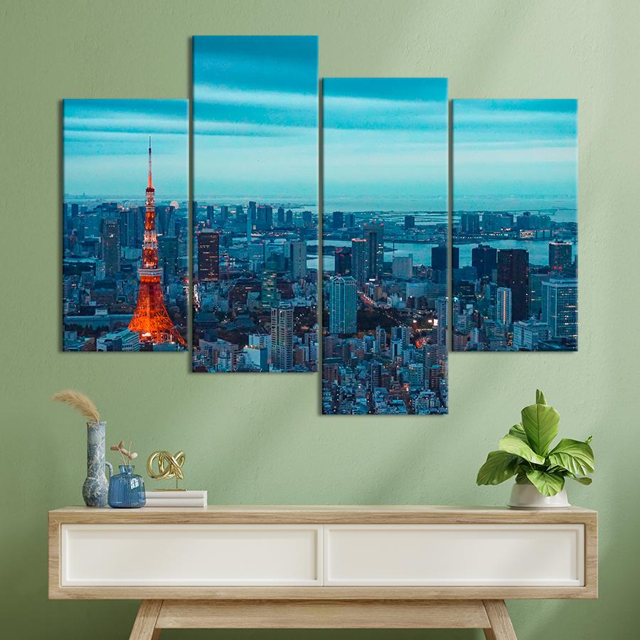 Картина город Яркая башня в Токио 149x106 см (A737-4)