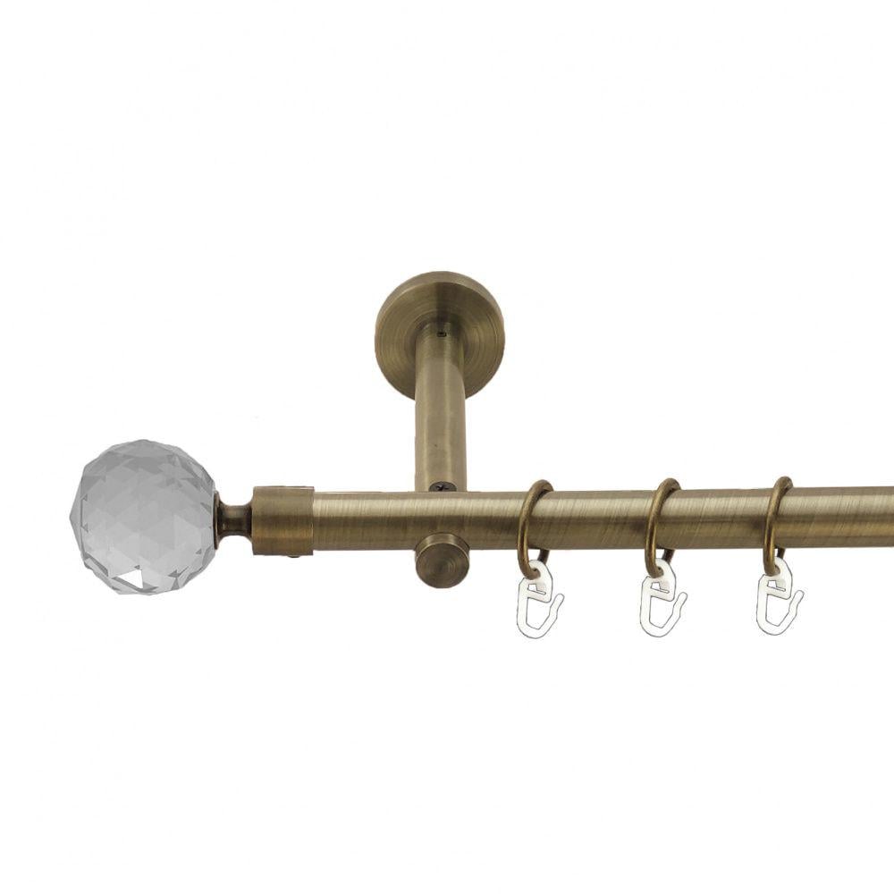 Карниз металлический Orvit Люмиера однорядный цилиндр/профиль 16 см/гладкая труба/кольцо металлическое Антик 19 мм 160 см (3999036)