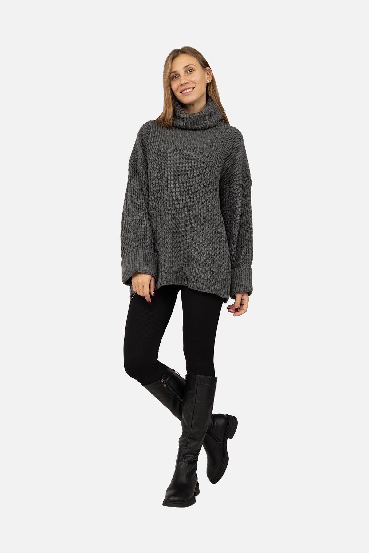 Свитер женский ЦБ-00262555 р. 46 Графит (SKT001027137) - фото 1 Свитер женский ЦБ-00262555 р. 46 Графит (SKT001027137) - фото 1