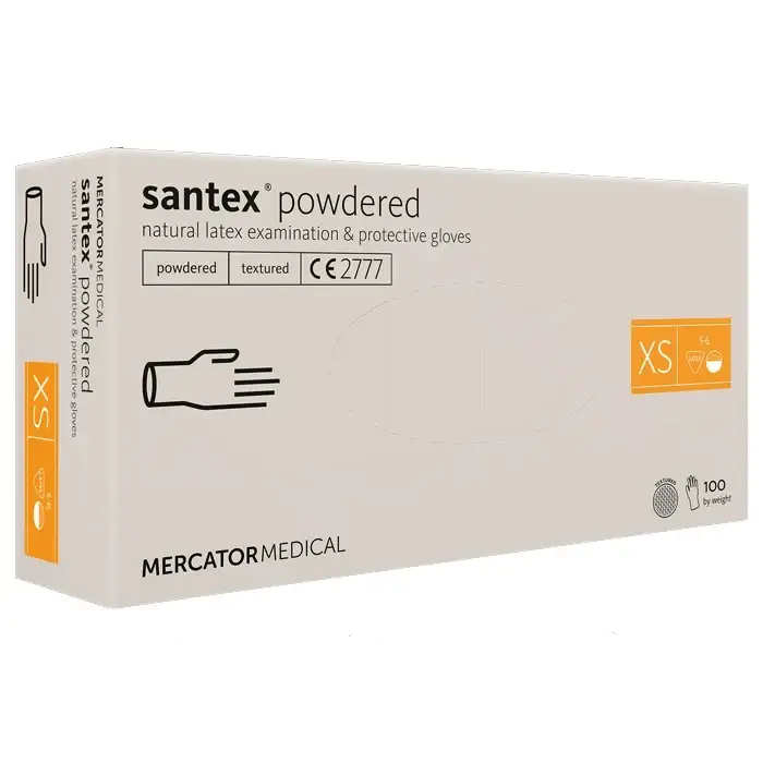 Перчатки SANTEX латексные XS 100 шт. 50 пар Белый